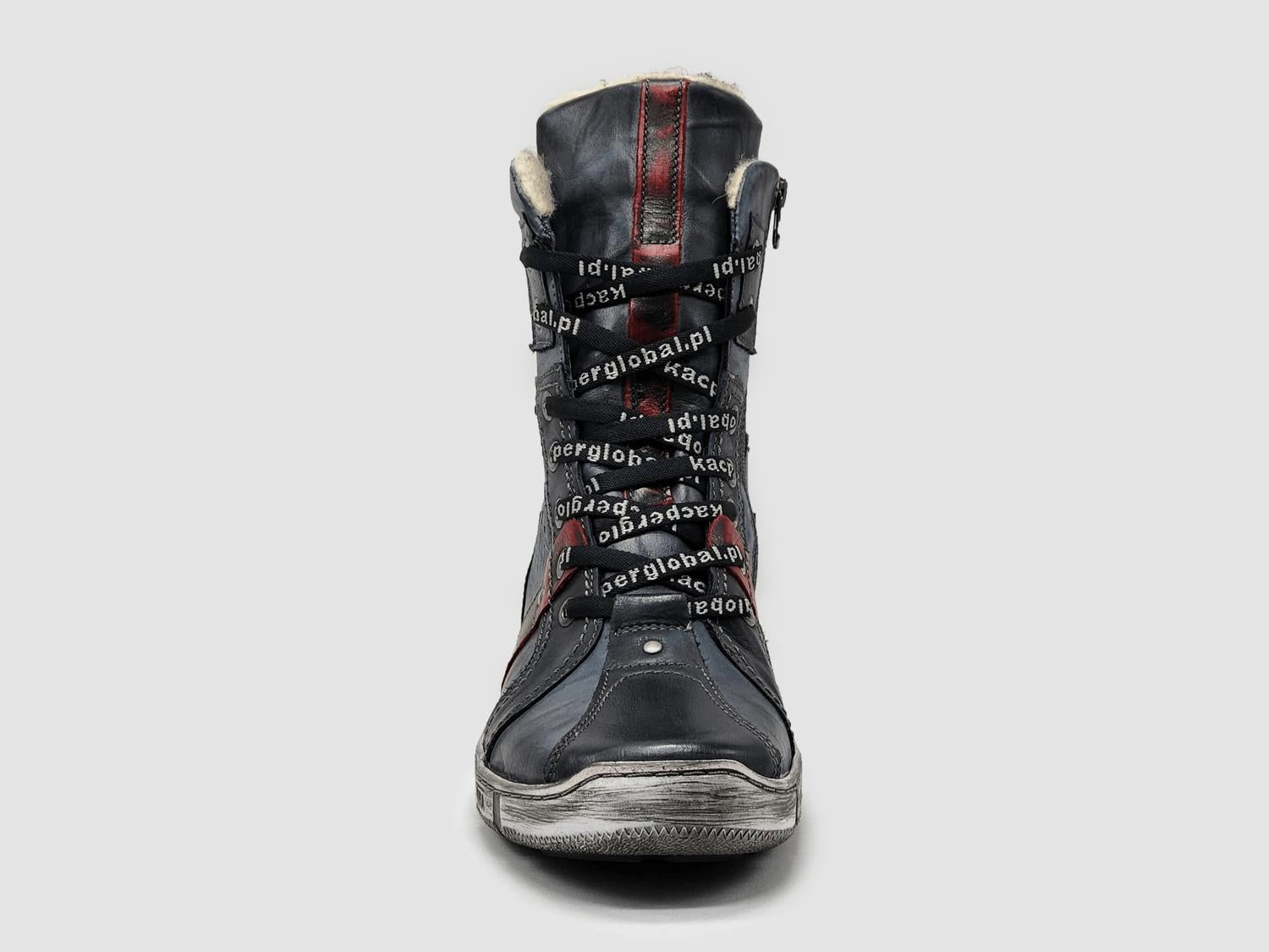 Men's Tall Comfort Thick Wool-Lined Zip-Up Leather Boots In Navy