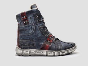 Men's Tall Comfort Thick Wool-Lined Zip-Up Leather Boots In Navy Cheap Mens Boots & Chukkas