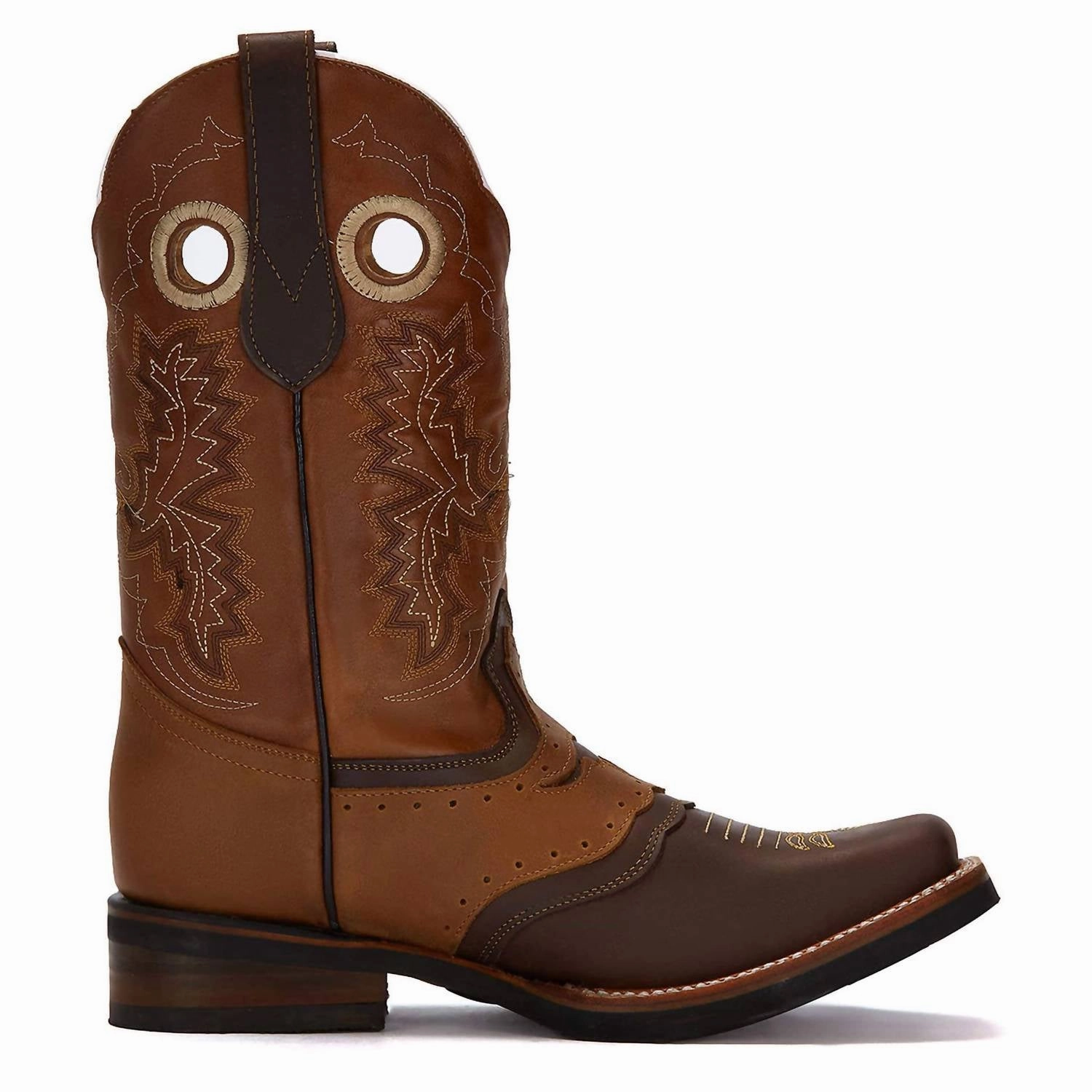 Men's Western Cowboy Leather Boots In Brown