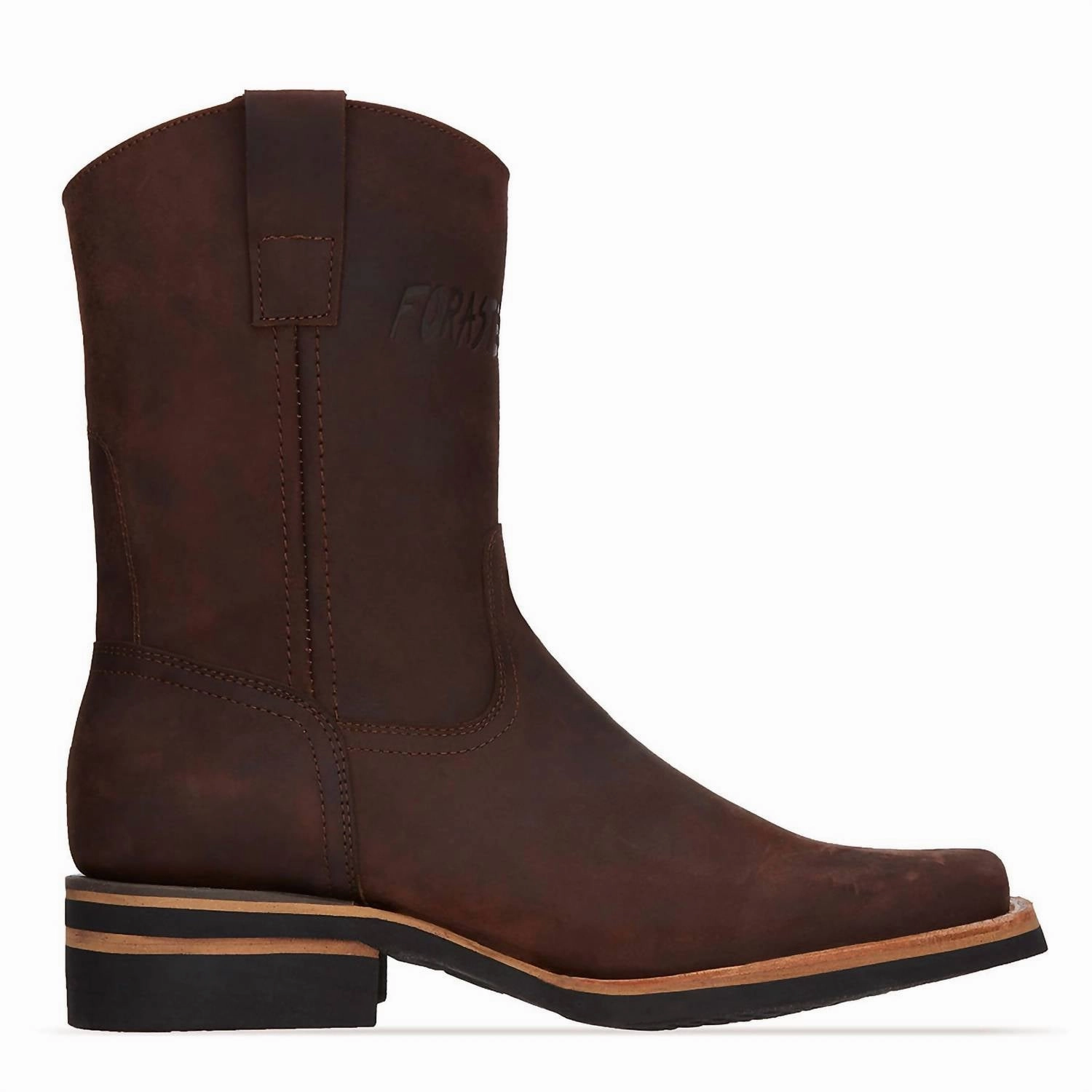 Men's Western Suede Leather Boots In Brown