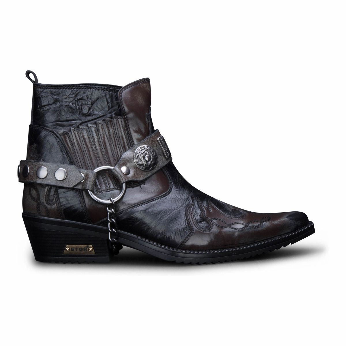 Mens Brown Snakeskin Winklepicker Cowboy Leather Ankle Boots Mens Chukka Boots outlet deals