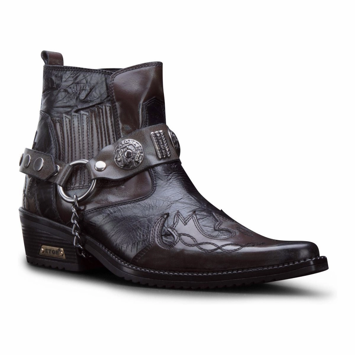 Mens Brown Snakeskin Winklepicker Cowboy Leather Ankle Boots