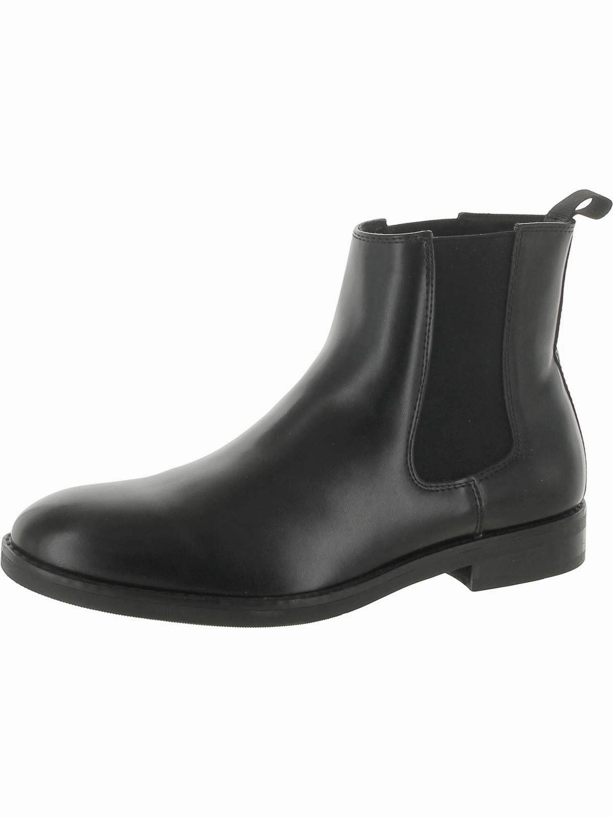 Mens Faux Leather Pull On Chelsea Boots
