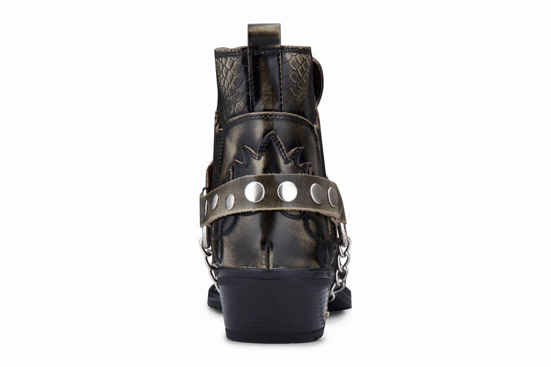 Mens Olive Snakeskin Winklepicker Cowboy Leather Ankle Boots