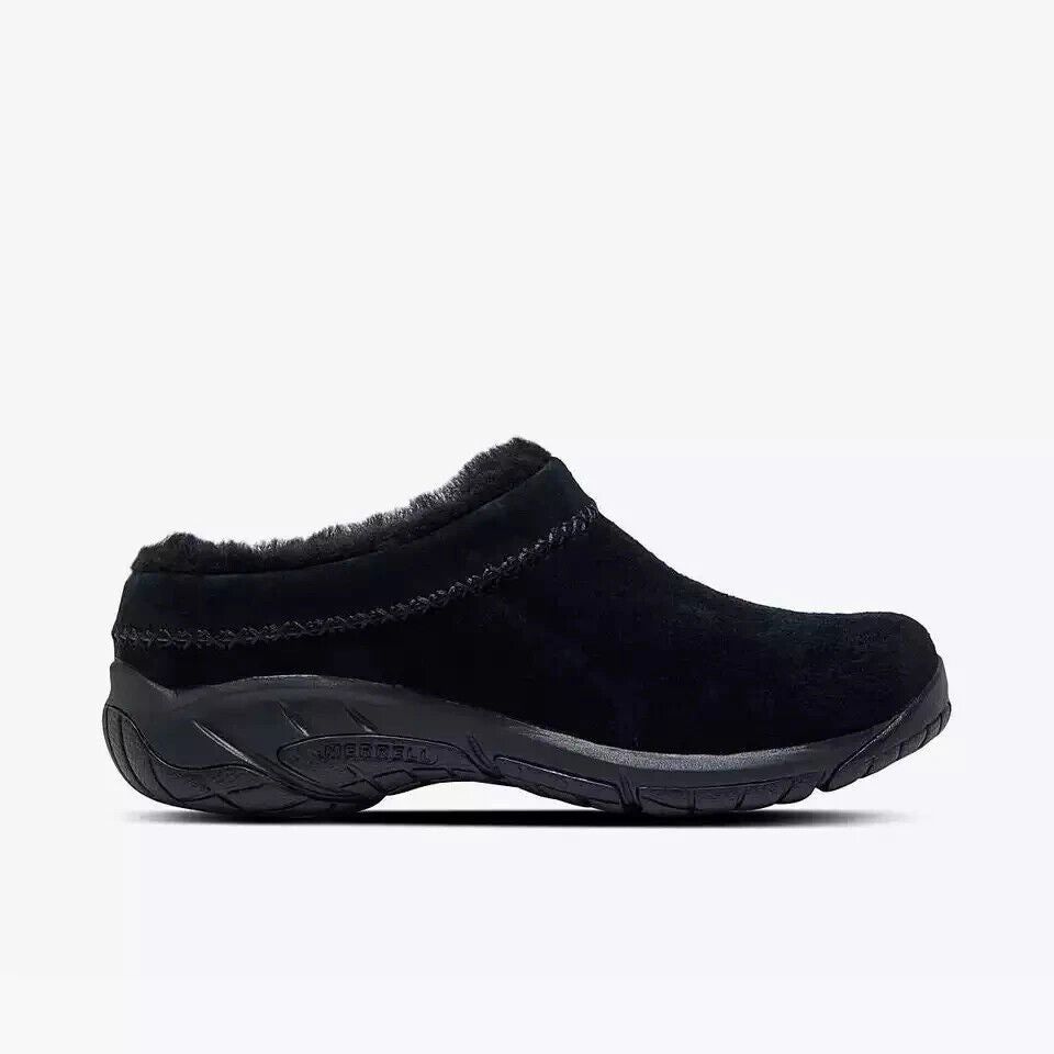 Merrell Encore Ice 4 J002028W Clog Women's 5.5 Black Suede Comfort Shoes RHS2561 (Black,5.5)