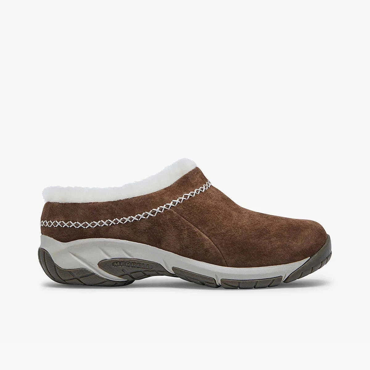 Merrell Encore Ice 4 J002038W Clog Womens Stone Suede Comfort Shoes GBNC492 (Brown,7.5)