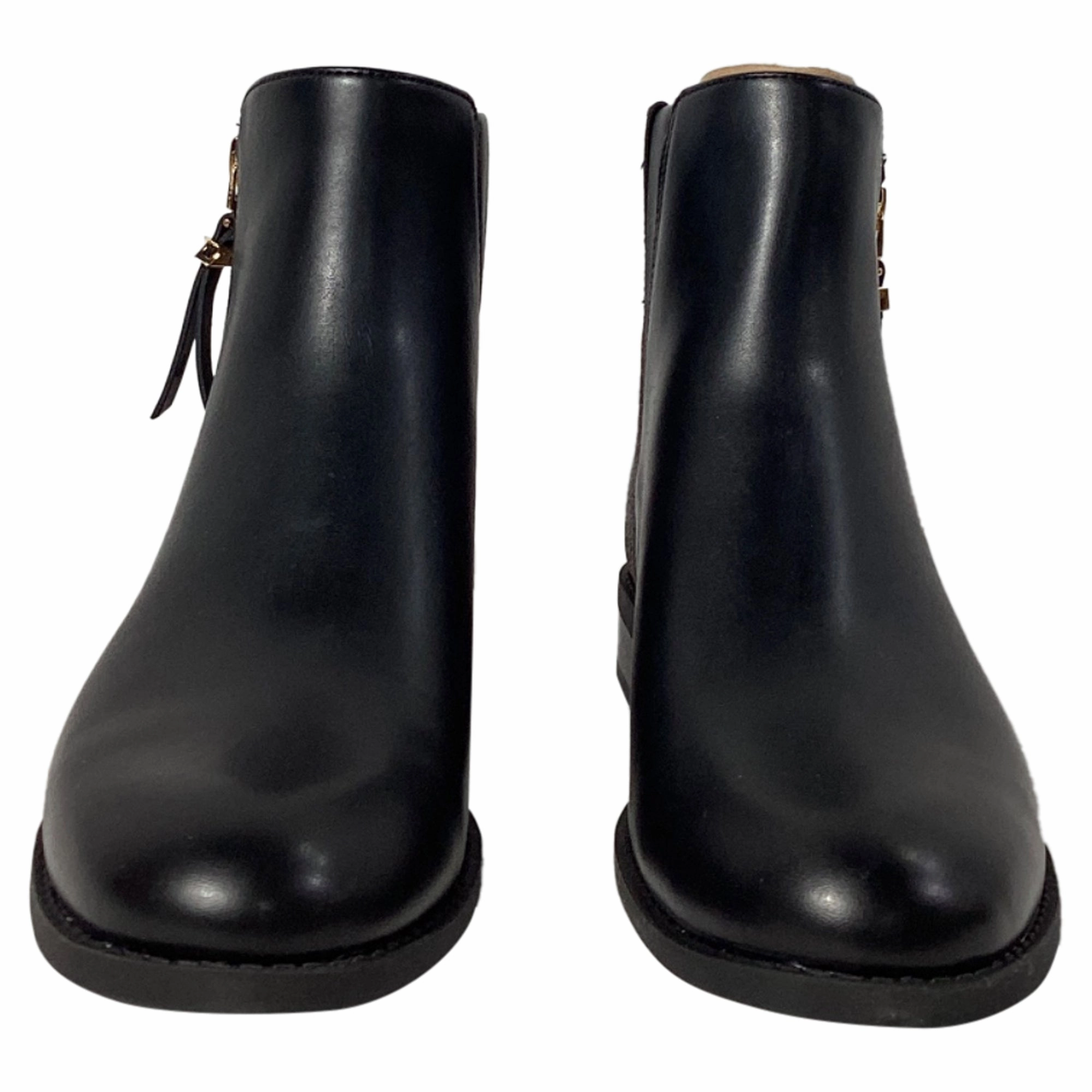 Michael Kors Britt Signature Logo Trim Ankle Boot in Black and Brown Leather
