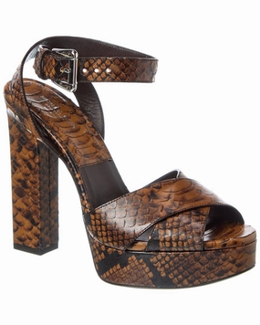 Michael Kors Cannon Runway Python-Embossed Leather Platform Sandal Casual Womens Sandals on sale