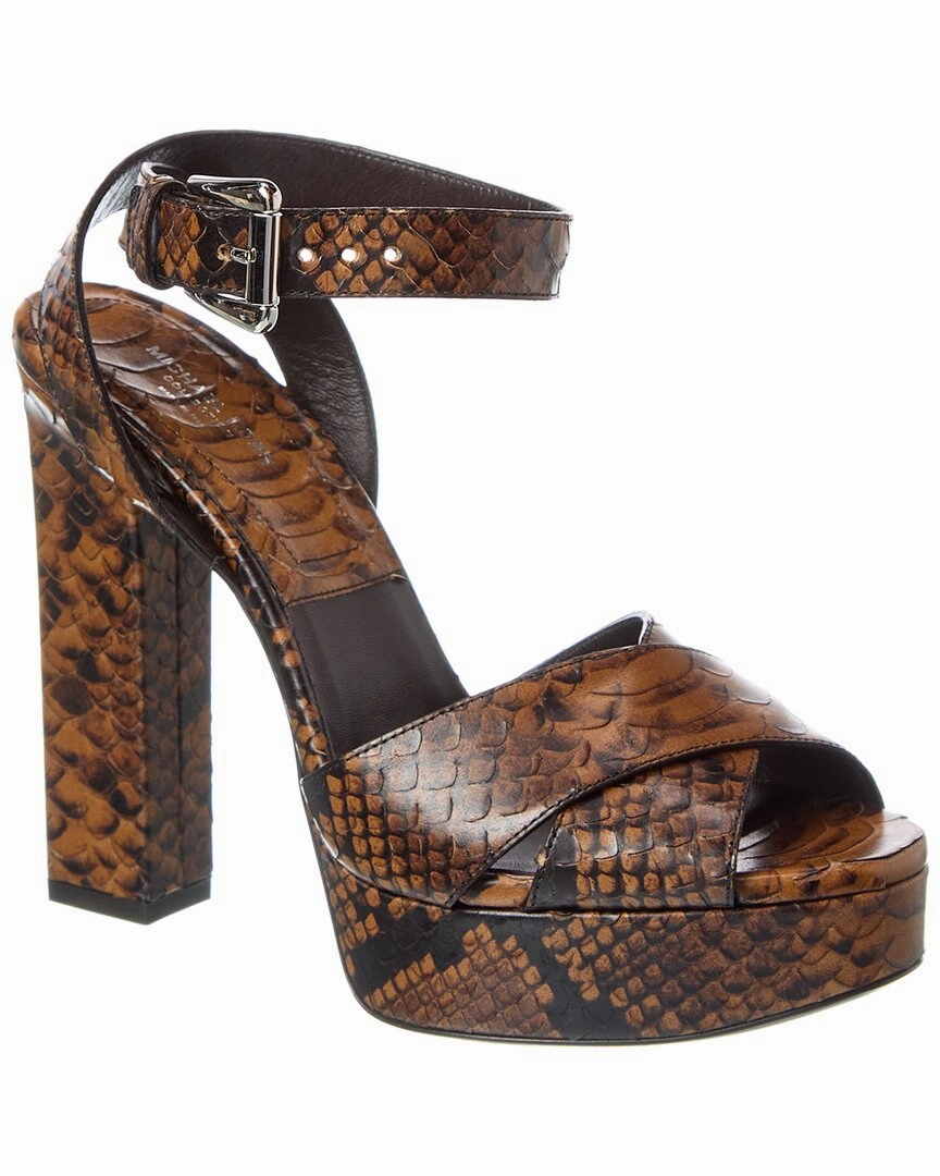 Michael Kors Cannon Runway Python-Embossed Leather Platform Sandal Casual Womens Sandals on sale