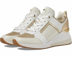 Michael Kors Georgie Womens 8 Pale Gold Leather Chain-Mesh Trainer Shoes ZOGG134 Athletic Shoes for Women discount