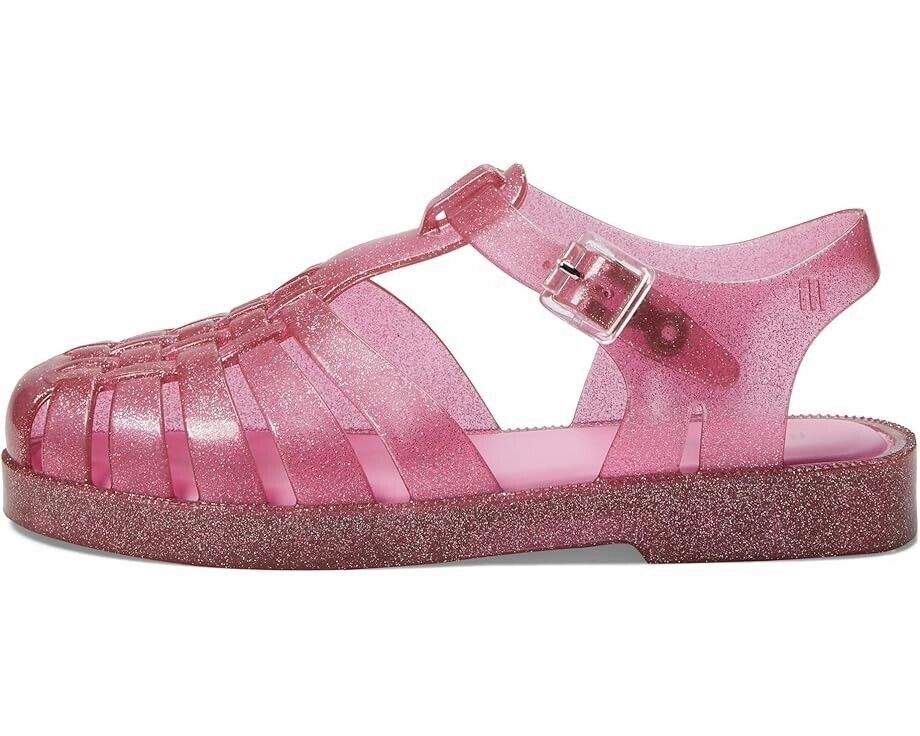 Mini Melissa Possession Shiny Sandals Kids US 2 Glitter Pink Cutout Ankle KHD158