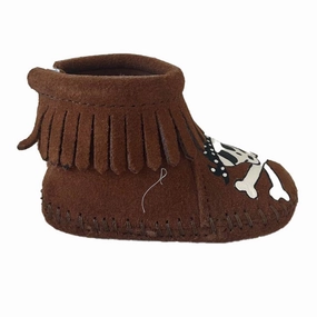 Minnetonka Boys Brown Skulls Booties Discount Boys Footwear online