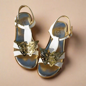 Miss Butterfly Sandal in White & Gold - Kids Girls Sandals summer sale
