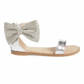 Miss Cambelle Crystal Bow Sandal in Silver - Kids Girls Sandals summer sale