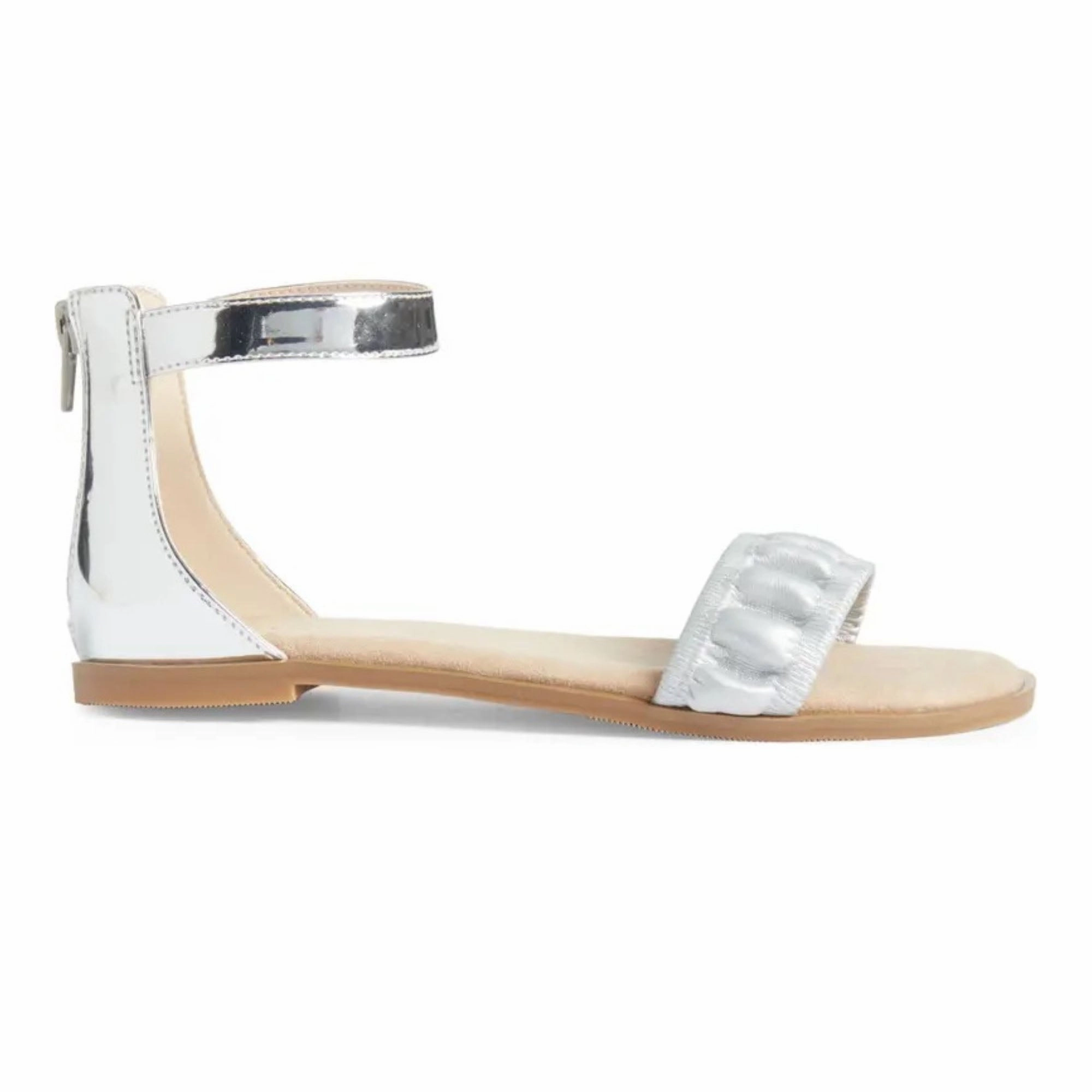 Miss Cambelle Ruffle Sandal in Silver - Kids Girls Sandals summer sale