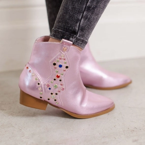 Miss Dallas Gem Western Boot in Pink - Kids Girls Boots & Booties sale