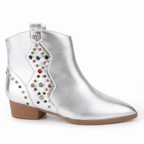 Miss Dallas Gem Western Boot in Silver - Kids Girls Boots & Booties sale