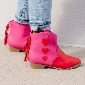 Miss Dallas Western Boot in Pink & Red Hearts - Kids Girls Boots & Booties sale