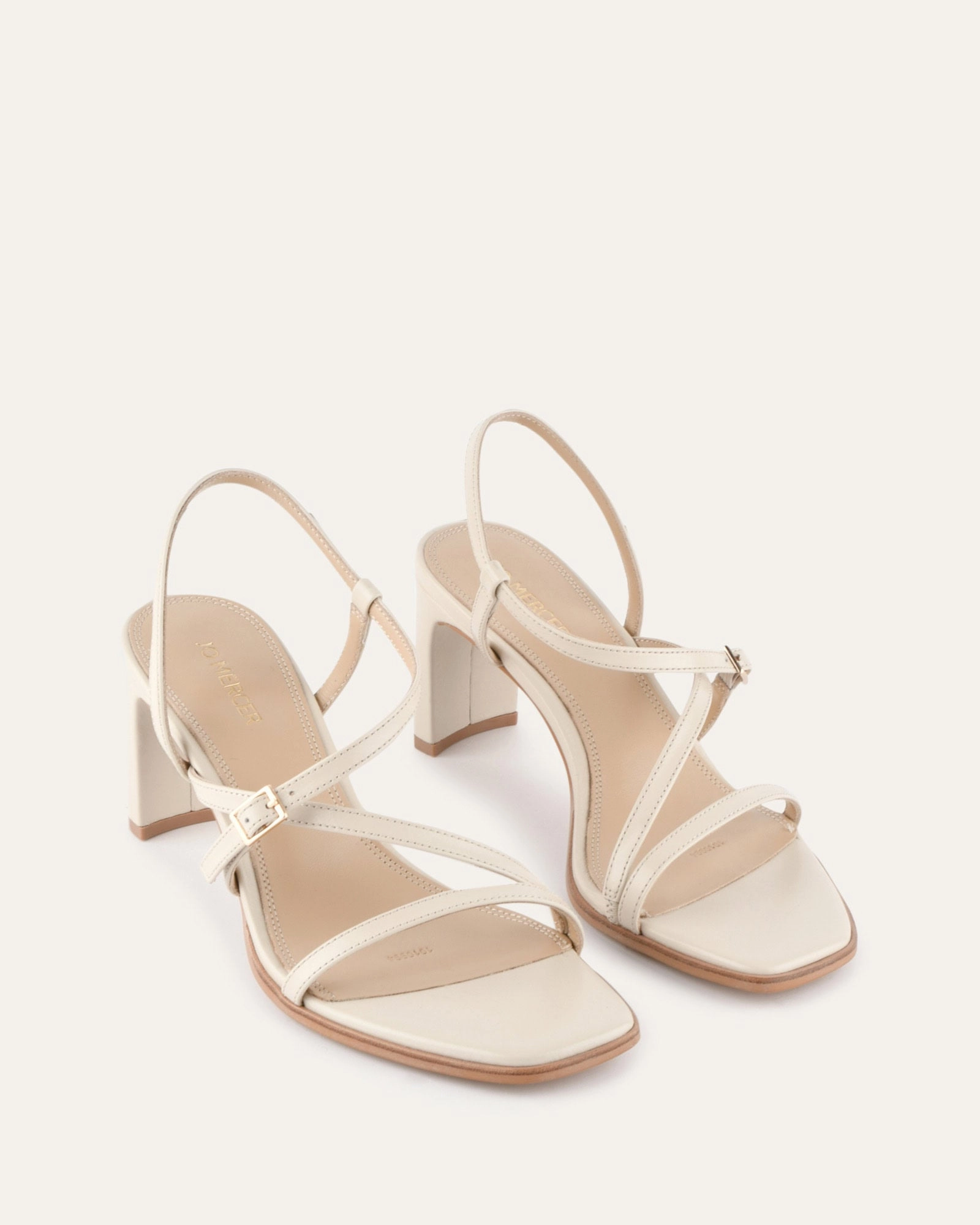 NALA MID HEEL SANDALS OFF WHITE LEATHER