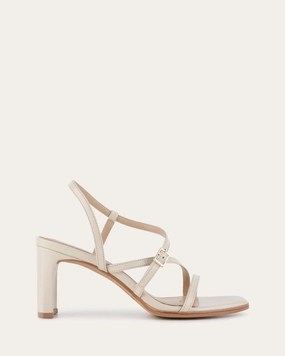 NALA MID HEEL SANDALS OFF WHITE LEATHER Womens Sandals on sale