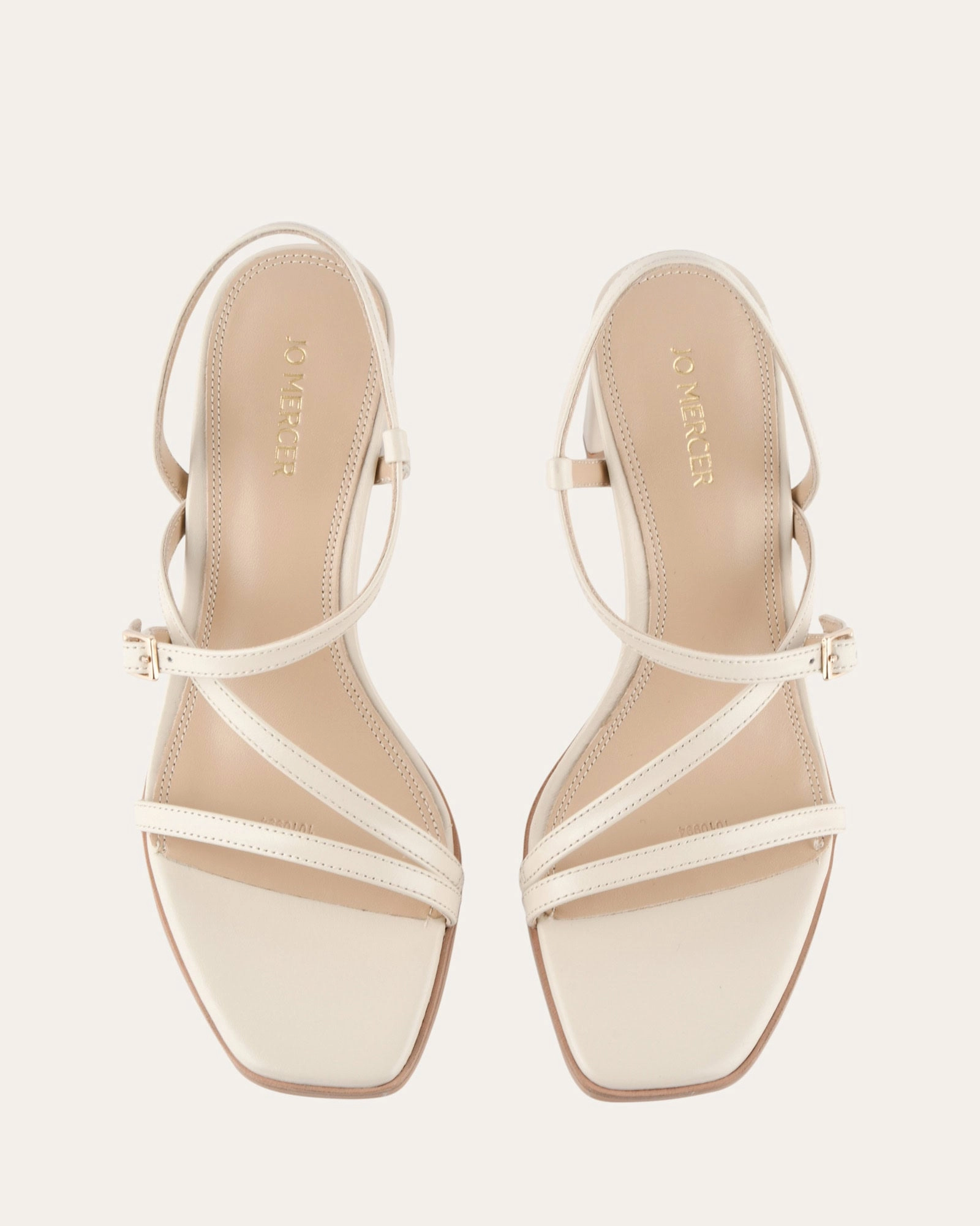 NALA MID HEEL SANDALS OFF WHITE LEATHER