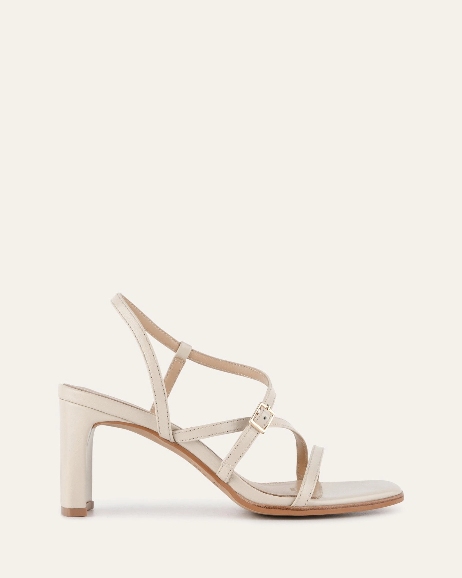 NALA MID HEEL SANDALS OFF WHITE LEATHER Womens Sandals on sale