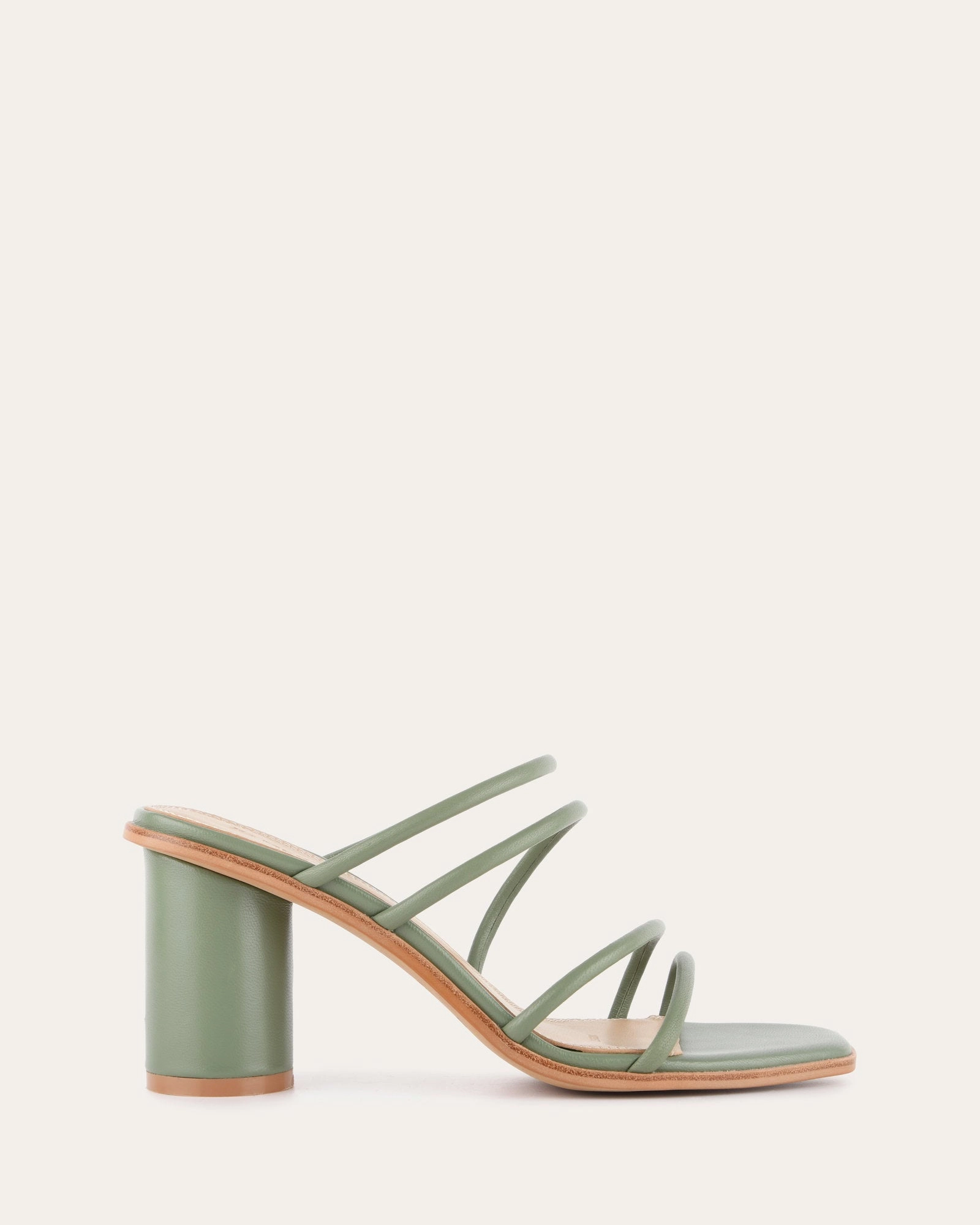 NAOMI MID HEEL SANDALS PISTACHIO GREEN LEATHER Womens Sandals on sale