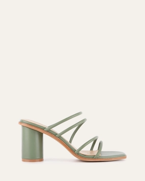 NAOMI MID HEEL SANDALS PISTACHIO GREEN LEATHER Womens Sandals on sale