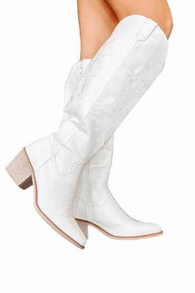 Nashville Night Out Cowgirl Boots In White High-quality Womens Boots discount