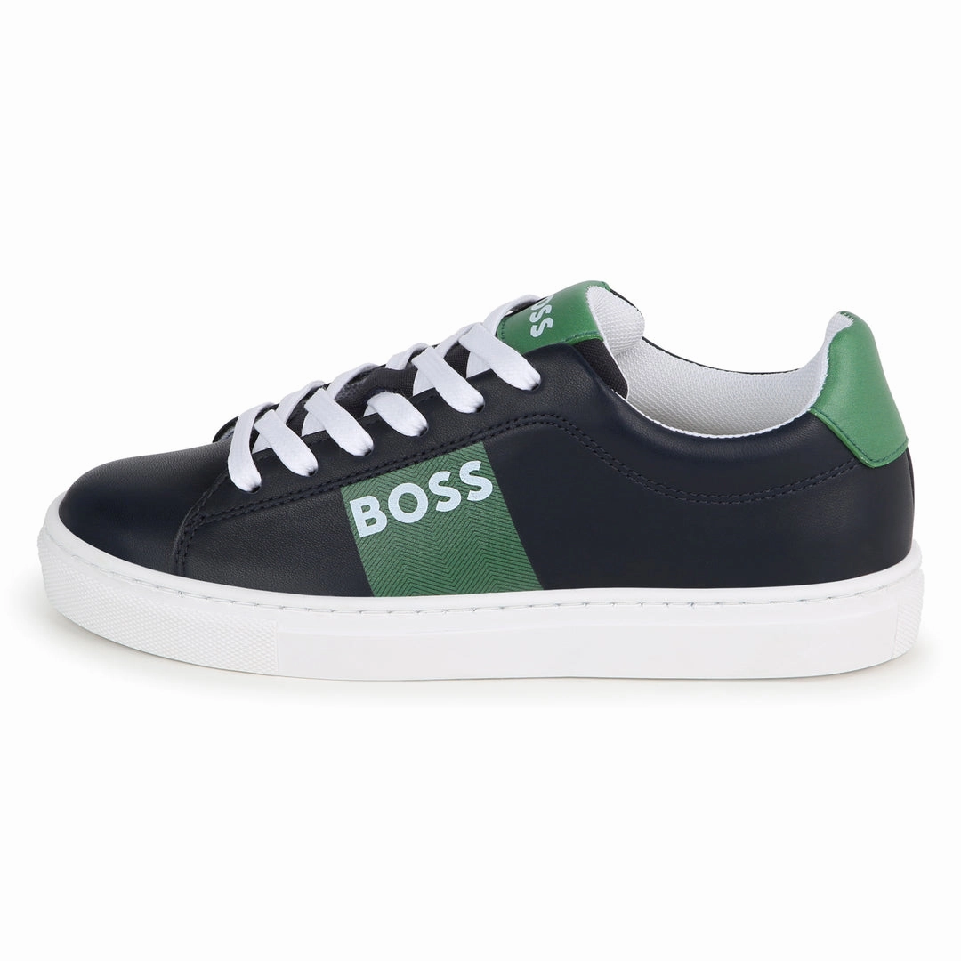 Navy & Green Logo Sneakers