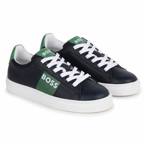 Navy & Green Logo Sneakers Discount Boys Sports Shoes online