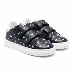 Navy Logo Print Strap Sneakers Discount Boys Sports Shoes online