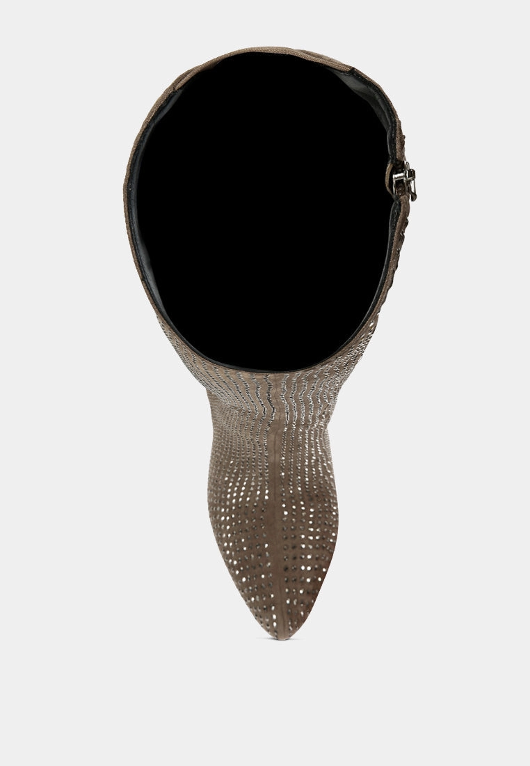 nebula rhinestone embellished stiletto calf boots