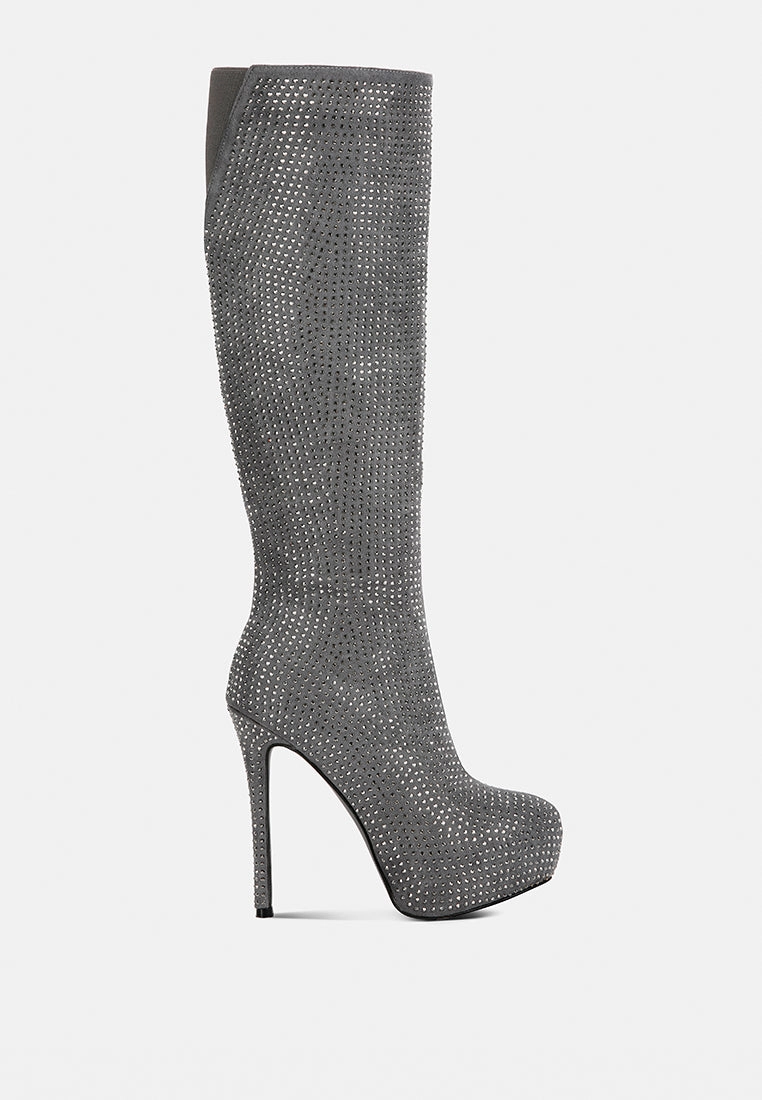 nebula rhinestone embellished stiletto calf boots Top-rated Womens Boots outlet