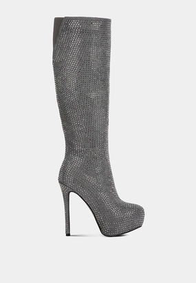 nebula rhinestone embellished stiletto calf boots Top-rated Womens Boots outlet