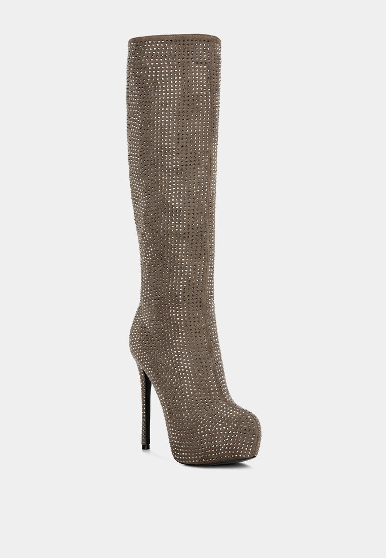 nebula rhinestone embellished stiletto calf boots