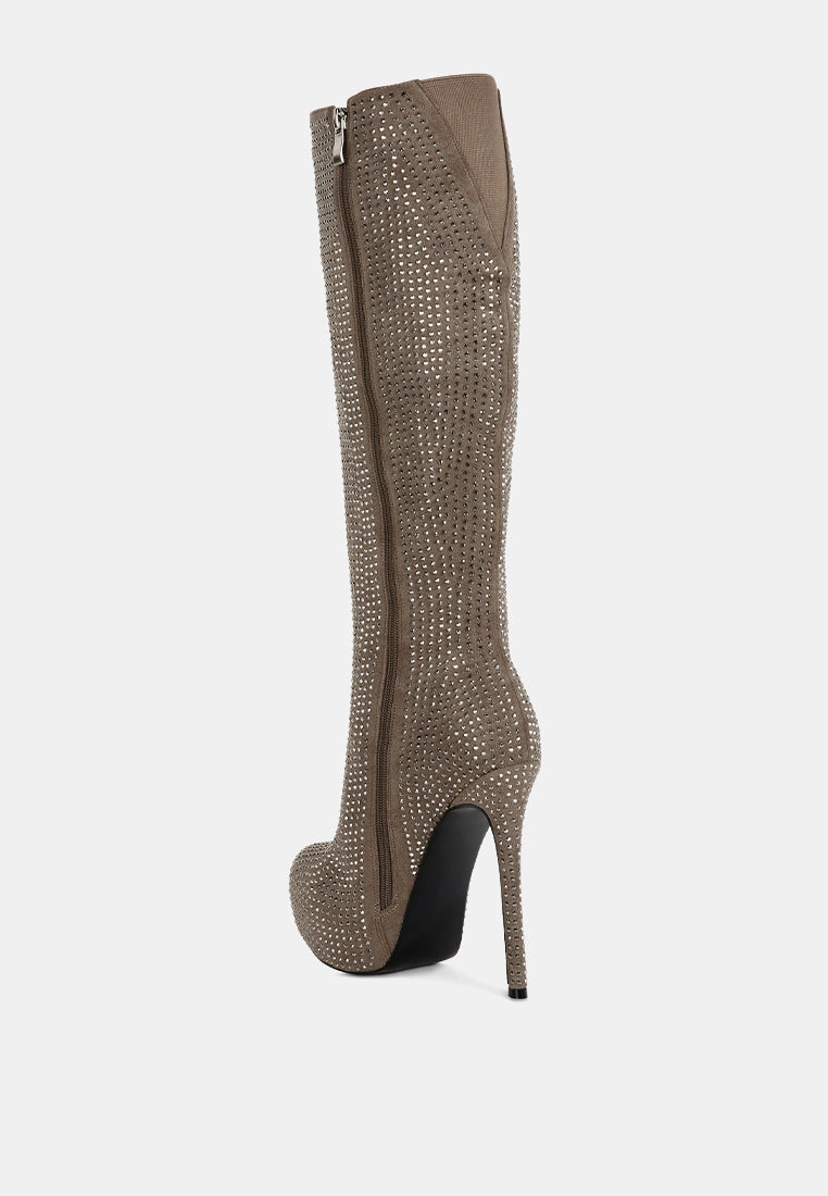 nebula rhinestone embellished stiletto calf boots