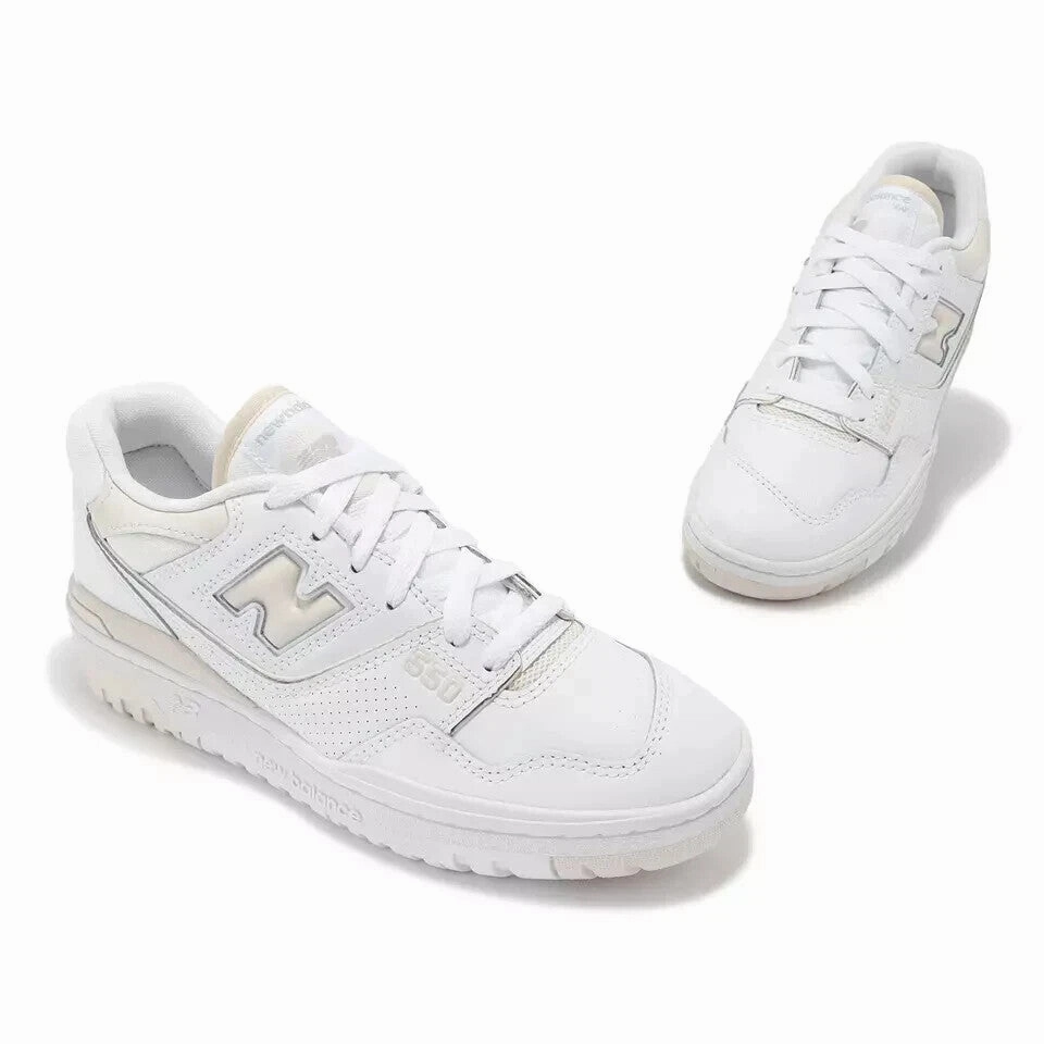 New Balance 550 BBW550BK Sneakers Women's White Leather Lifestyle Shoes TF6651 (White,9.5)