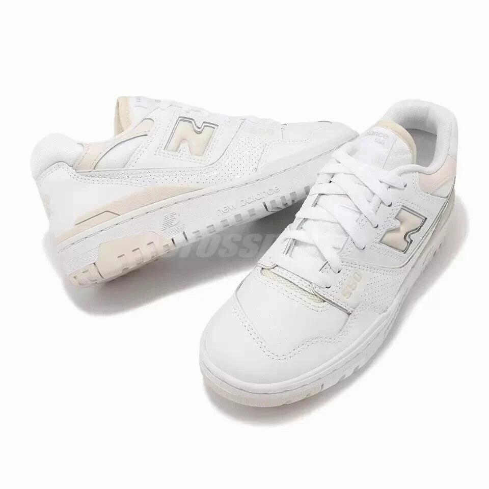 New Balance 550 BBW550BK Sneakers Women's White Leather Lifestyle Shoes TF6651 (White,9.5)
