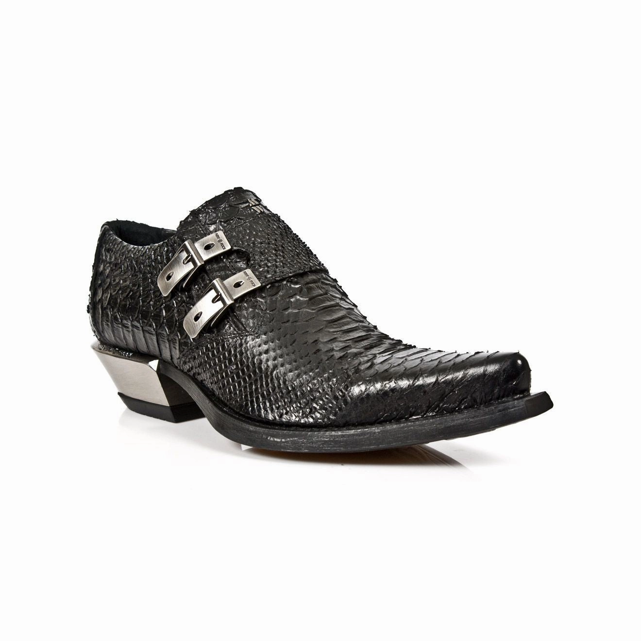 New Rock Embossed Python Black Leather Buckled Shoes-7934-S2 Mens Chukka Boots outlet deals