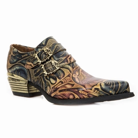 New Rock Embossed Vintage Black Leather Buckled Shoes- M-7960-S14 Mens Chukka Boots outlet deals
