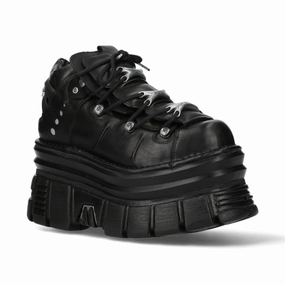 New Rock M-106-C178 Black Tower Gothic Punk Chunky Ankle Boots Discount Boots for Women