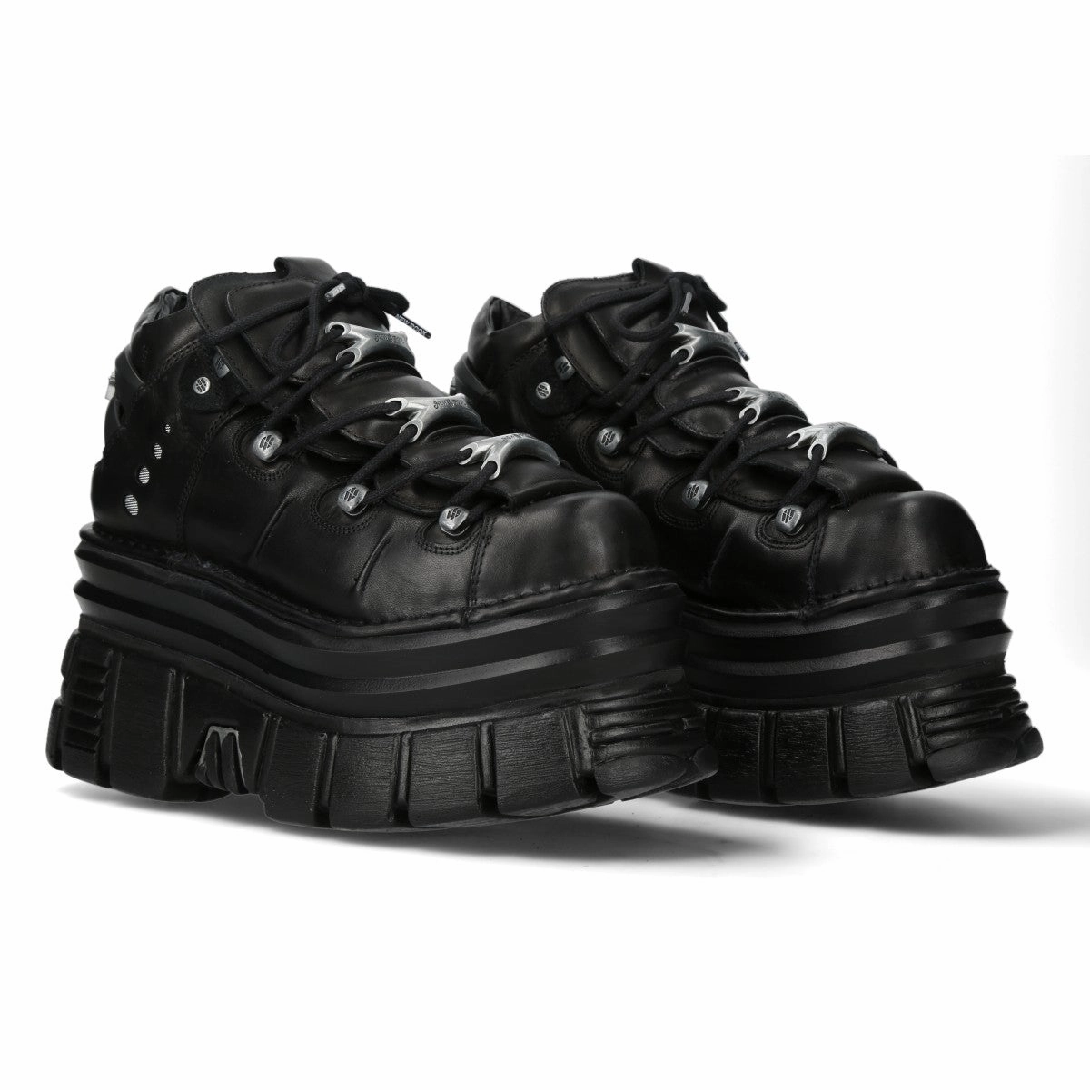 New Rock M-106-C178 Black Tower Gothic Punk Chunky Ankle Boots