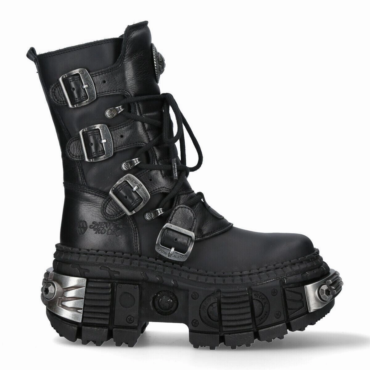 New Rock Mid-Calf Leather Platform Boots-WALL373-S3 Womens Fashion Boots outlet store