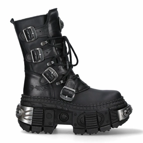 New Rock Mid-Calf Leather Platform Boots-WALL373-S3 Womens Fashion Boots outlet store