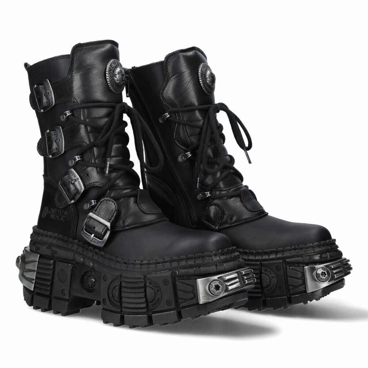 New Rock Mid-Calf Leather Platform Boots-WALL373-S3