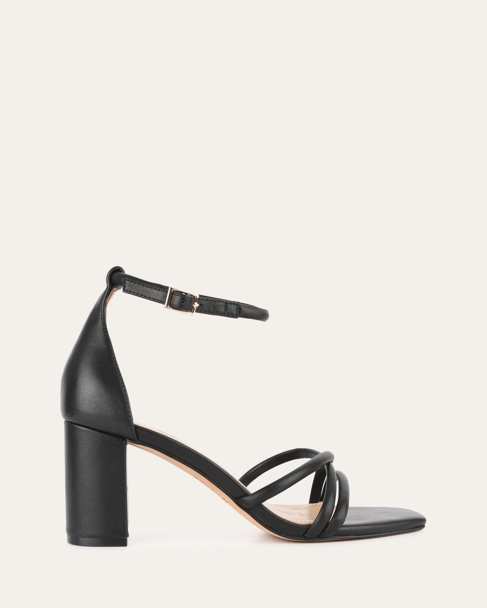 NICOLA MID HEEL SANDALS BLACK LEATHER Womens Sandals on sale
