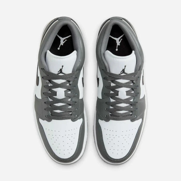 Nike Air Jordan 1 Low 553558-152 Men's White Gray Leather Lifestyle Shoes DWA74 (White,9.5)