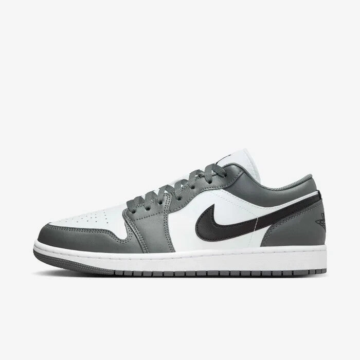 Nike Air Jordan 1 Low 553558-152 Men's White Gray Leather Lifestyle Shoes DWA74 (White,9.5)