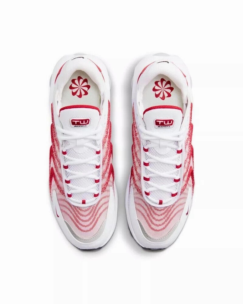 Nike Air Max TW DQ3984-104 Sneakers Unisex White Red Lace Up Casual Shoes NR8437 (White,9)